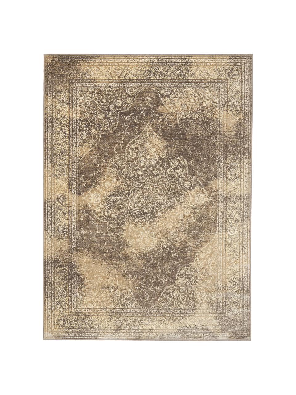 Tapis vintage tons beiges Rugged, 66 % viscose, 25 % coton, 9 % polyester, Beige, brun, larg. 170 x long. 240 cm (taille M)