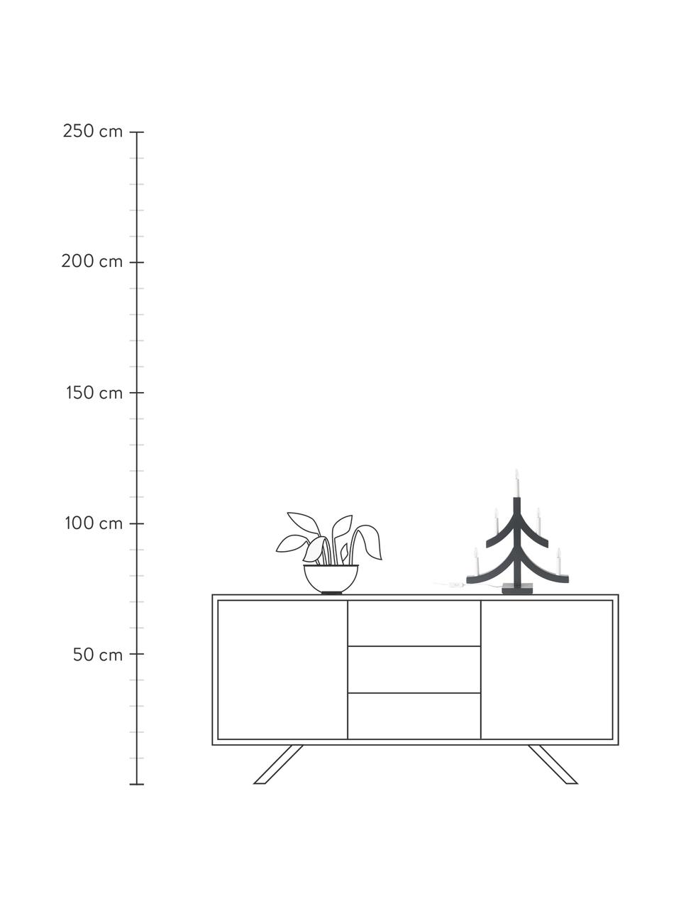 Applique albero di Natale in legno con candele a LED Pagod, Struttura: legno, Antracite, bianco, Larg. 40 x Alt. 48 cm