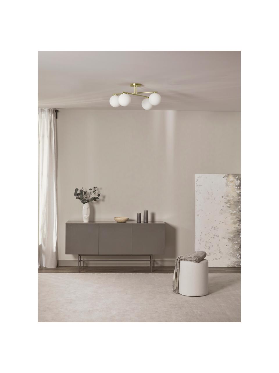 Lámpara de techo de vidrio opalino Atlanta, Anclaje: metal latón, Blanco, latón, An 65 x Al 30 cm