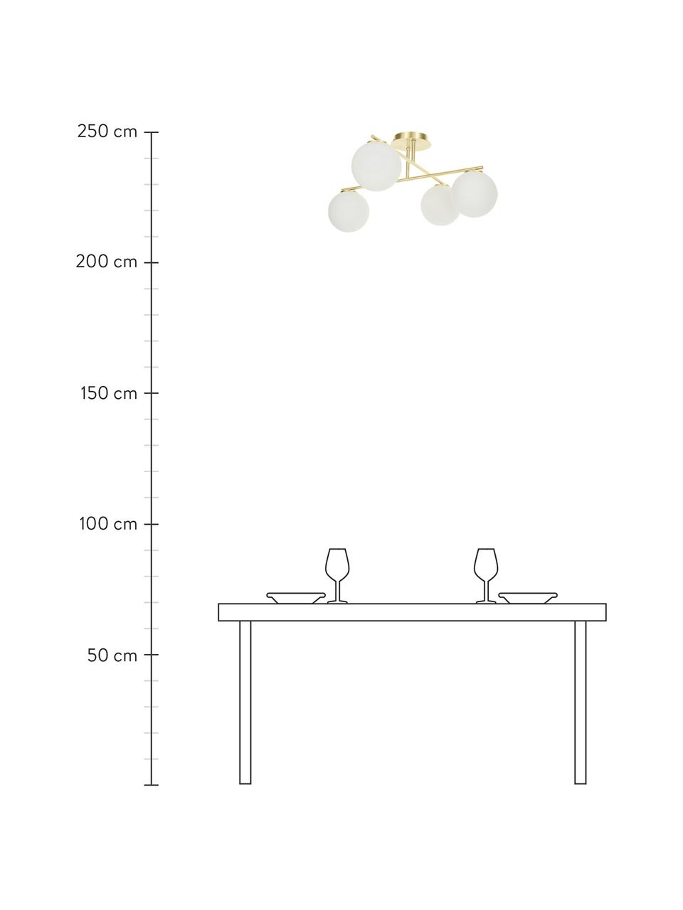 Lampa sufitowa ze szkła opalowego Atlanta, Biały, mosiądz, S 65 x W 30 cm