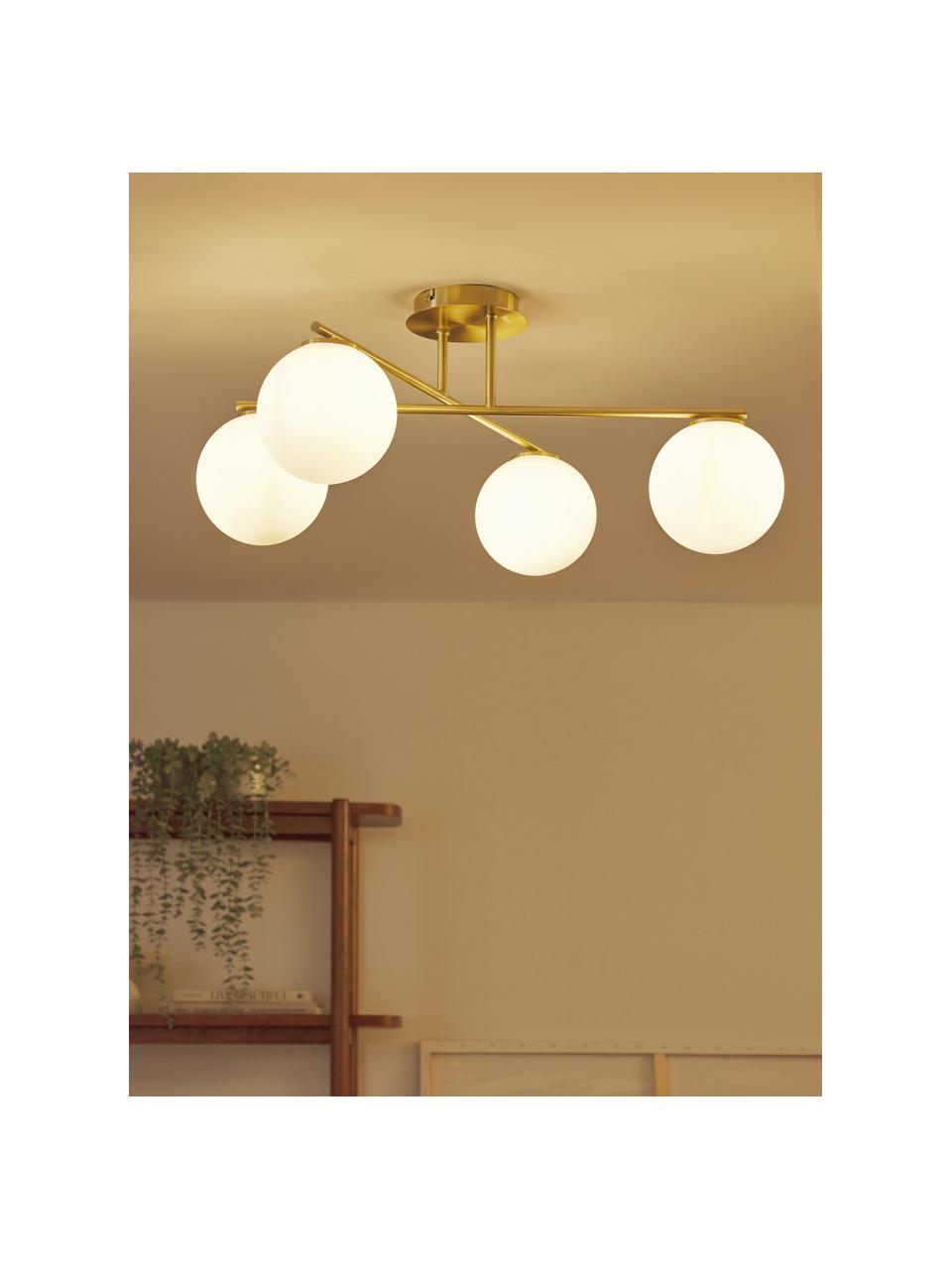 Lampa sufitowa ze szkła opalowego Atlanta, Biały, odcienie złotego, S 65 x W 30 cm
