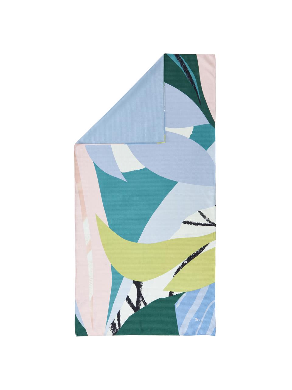 Fouta de plage imprimé tropical Retreat Towels, Bleu, rose, jaune, vert, larg. 90 x long. 180 cm