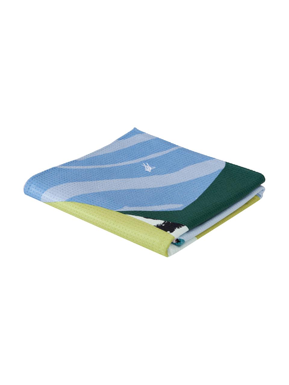 Dünnes Microfaser-Strandtuch Retreat Towels mit tropischem Muster, Blau, Rosa, Gelb, Grün, B 90 x L 180 cm