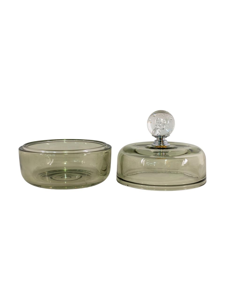 Petit boîte de rangement Greeny, Verre, Vert olive, Ø 10 x haut. 11 cm