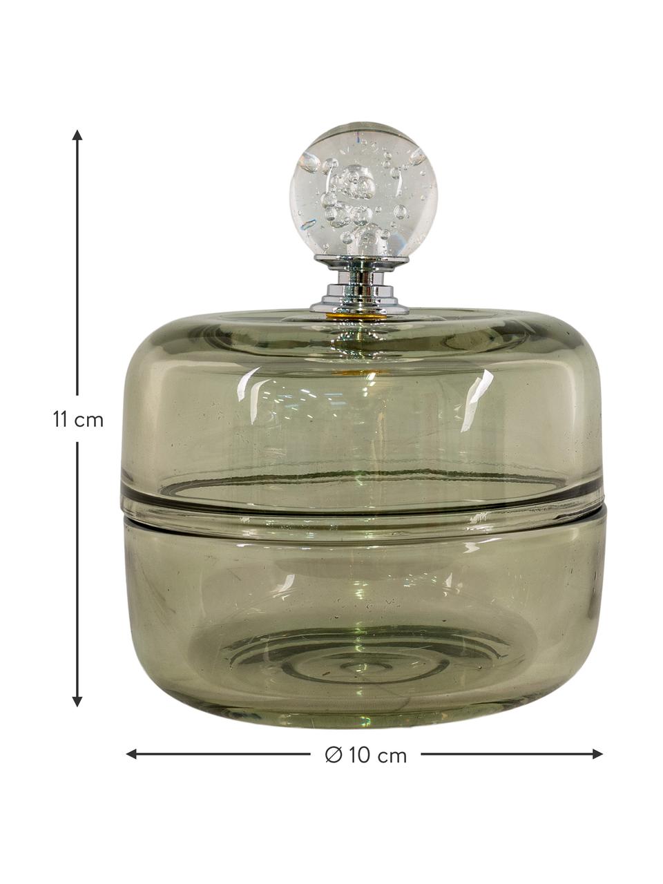 Kleine opbergpot Greeny, Glas, Olijfgroen, Ø 10 x H 11 cm