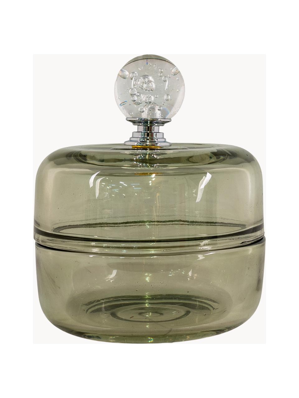 Petit boîte de rangement Greeny, Verre, Vert olive, Ø 10 x haut. 11 cm