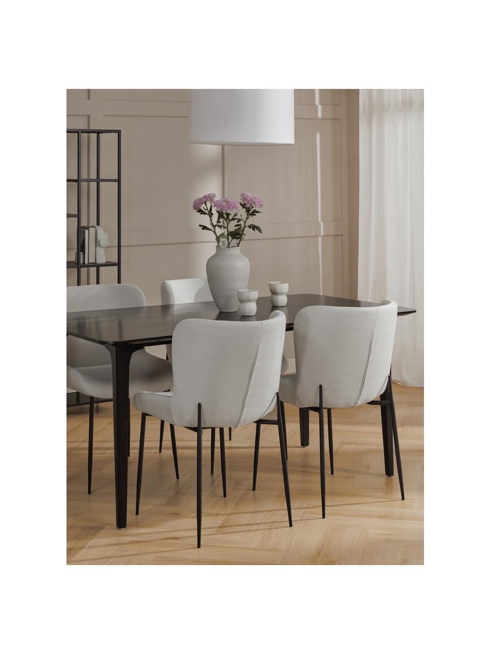 Gestoffeerde stoel Tess in crèmewit, Bekleding: polyester, Poten: metaal, gepoedercoat, Geweven stof crèmewit, poten zwart, B 49 x D 64 cm