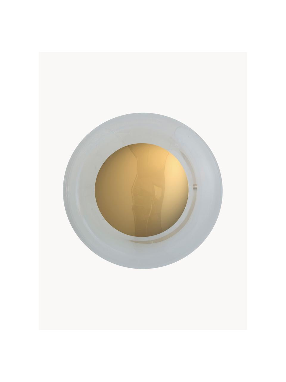 Mondgeblazen wandlamp Horizon, Lampenkap: mondgeblazen glas, Transparant, goudkleurig, Ø 21 x D 17 cm