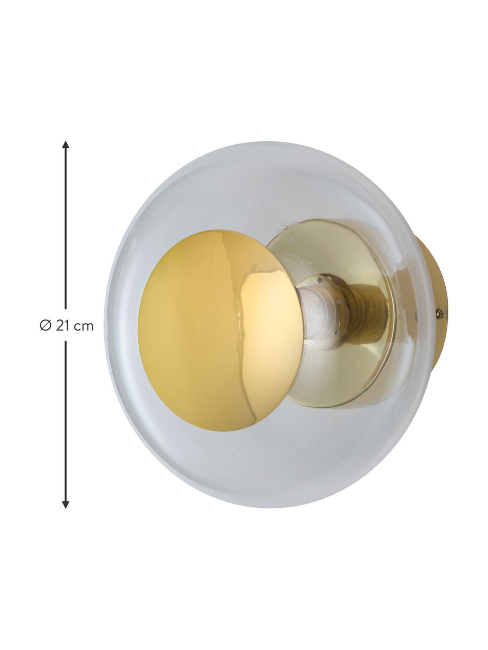 Kleine Wand- und Deckenleuchte Horizon, mundgeblasen, Lampenschirm: Glas, mundgeblasen, Transparent, Goldfarben, Ø 21 x T 17 cm