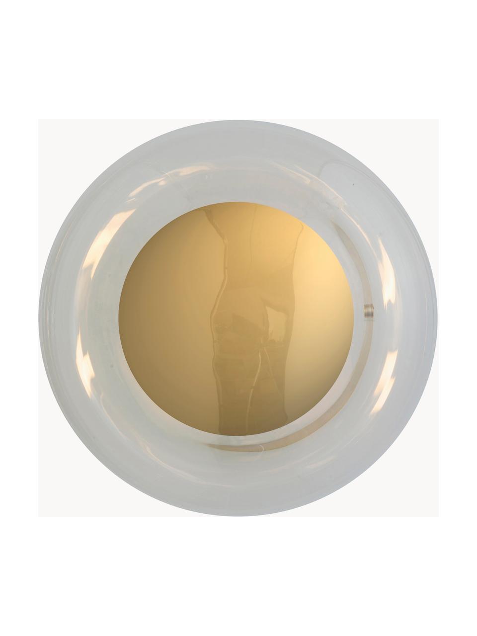 Mondgeblazen wandlamp Horizon, Lampenkap: mondgeblazen glas, Transparant, goudkleurig, Ø 21 x D 17 cm