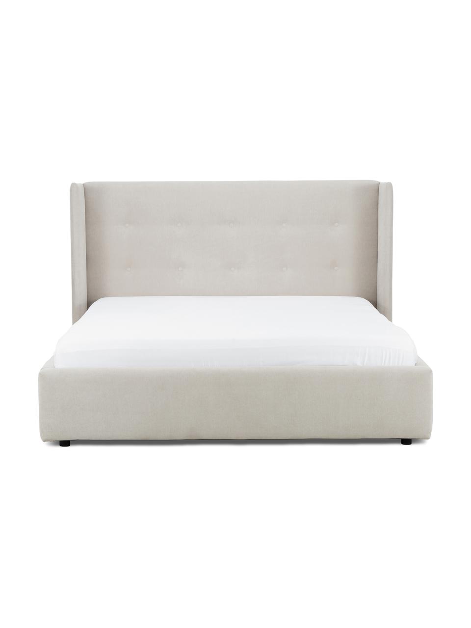 Lit coffre matelassé Star, Tissu beige, larg. 200 x long. 200 cm