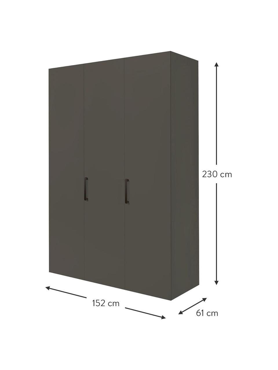 Drehtürenschrank Madison 3-türig, inkl. Montageservice, Korpus: Holzwerkstoffplatten, lac, Grau, Ohne Spiegeltür, B 152 cm x H 230 cm