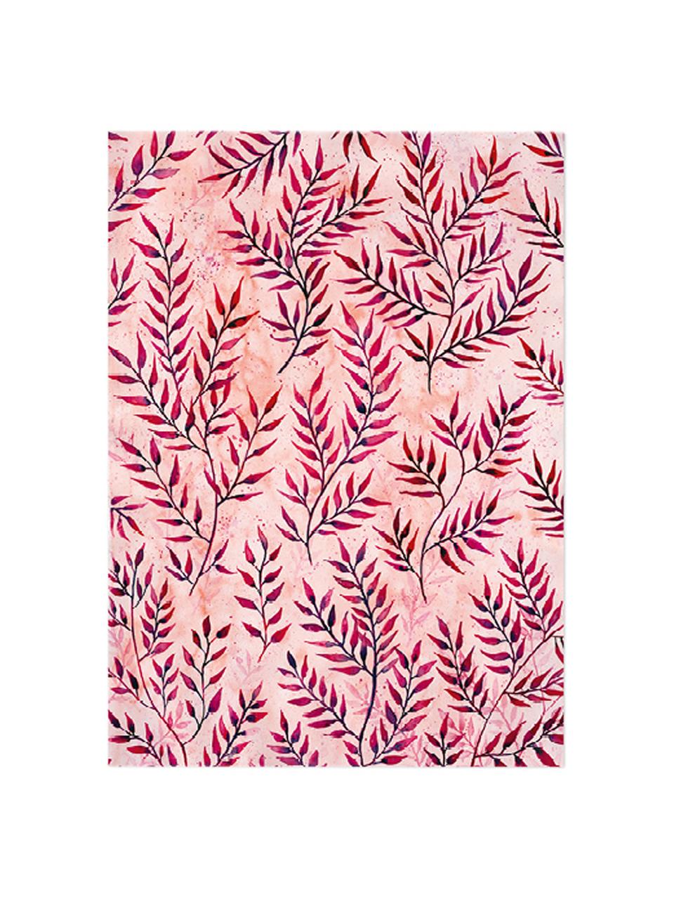 Geschenkpapier rollen Summer Leaves, 3 stuks, Papier, Roze, rood, 50 x 70 cm