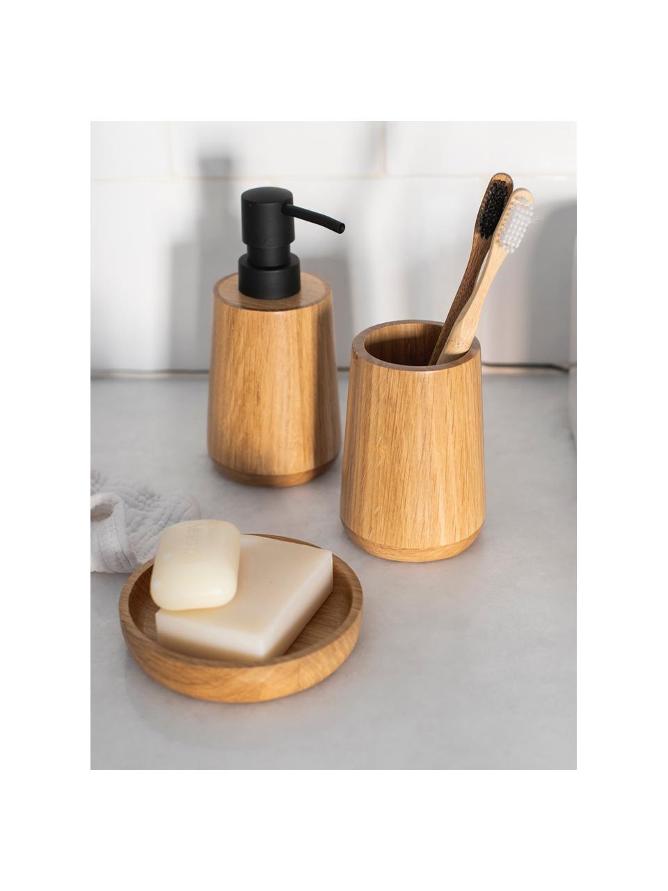 Distributeur de savon Battersea, Bois de chêne, noir, Ø 8 x haut. 17 cm