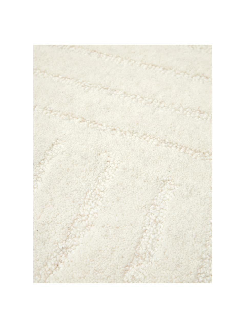 Tappeto rotondo in lana color bianco crema taftato a mano Mason, Retro: 100% cotone Nel caso dei , Bianco crema, Ø 120 cm (taglia S)