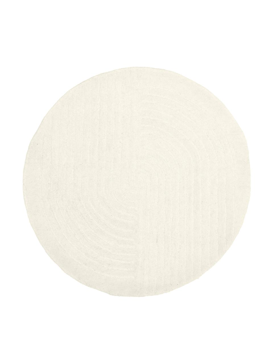 Runder Wollteppich Mason, handgetuftet, Flor: 100 % Wolle, Cremeweiß, Ø 120 cm (Größe S)