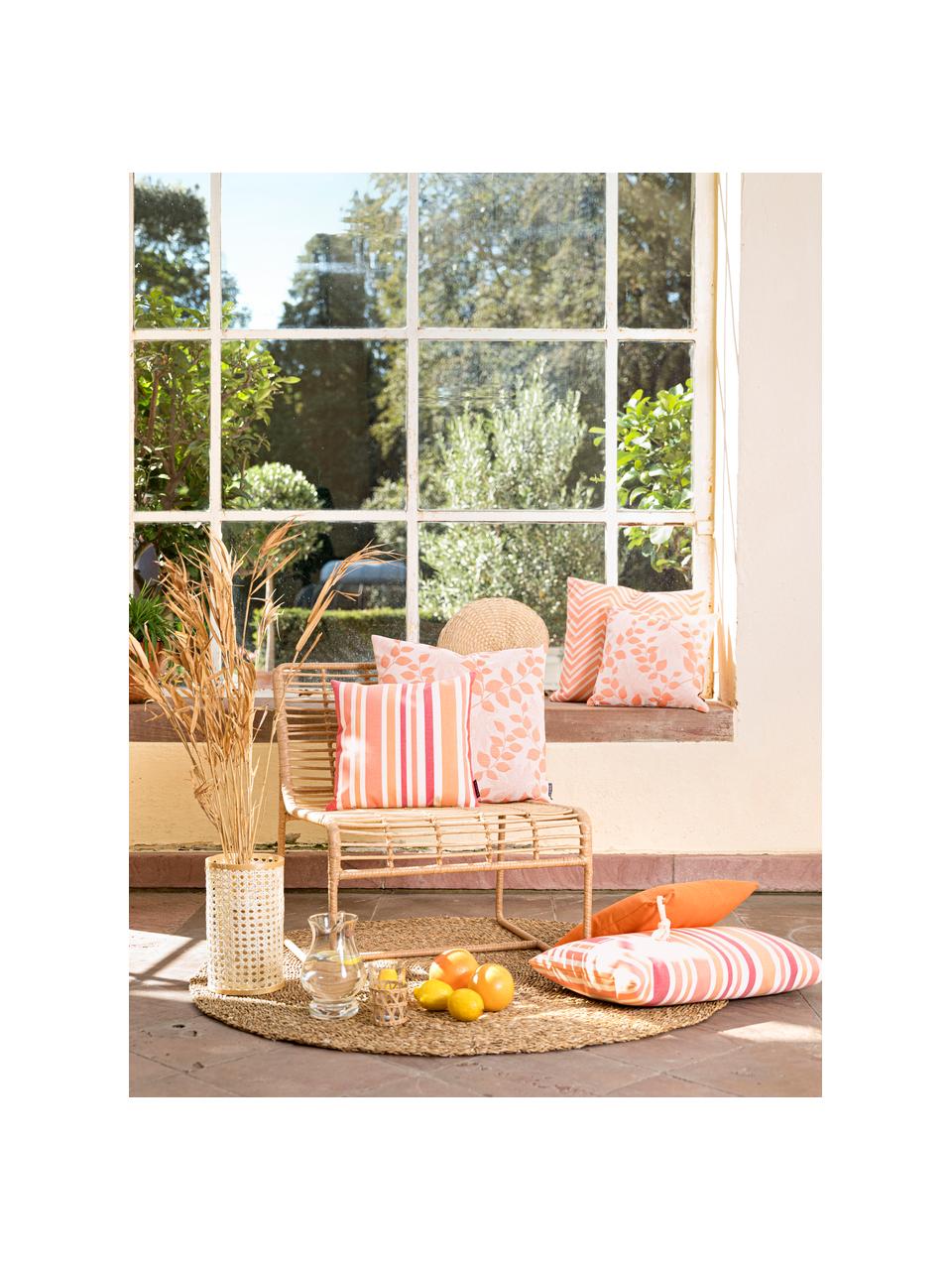 Gestreepte outdoor kussenhoes Marbella, 100% Dralon® polyacryl, Oranje, wit, rozetinten, 40 x 40 cm