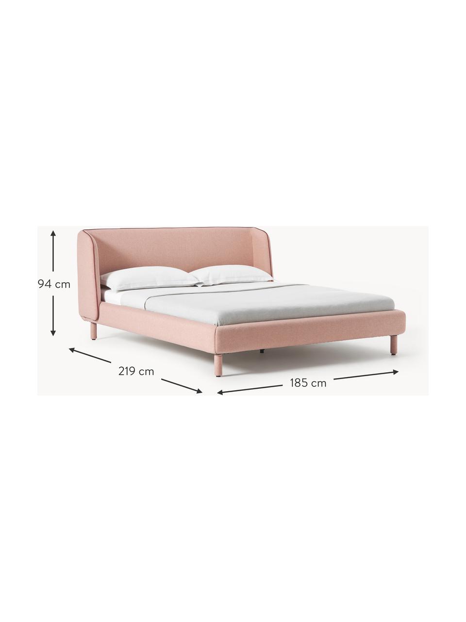 Cama tapizada Luma, con cabecero, Tapizado: 100% poliéster Alta resis, Estructura: madera contrachapada con , Patas: metal, poliéster, Tejido rosa palo, An 140 x L 200 cm