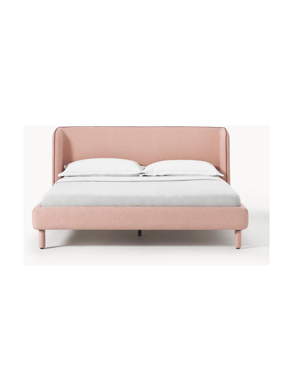 Cama tapizada Luma, con cabecero, Tapizado: 100% poliéster Alta resis, Estructura: madera contrachapada con , Patas: metal, poliéster, Tejido rosa palo, An 140 x L 200 cm