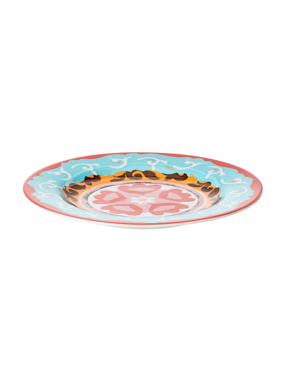 Súprava farebných vzorovaných raňajkových tanierov Nador, 6 dielov, Kamenina, Viac farieb, Ø 21 cm