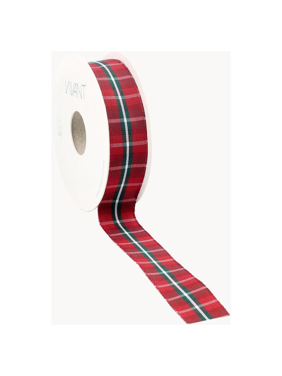 Geschenkband Scotch, 98 % Polyester, 2 % Dracht, vernickelt, Rot, Weiß, Grün, B 3 x L 1500 cm