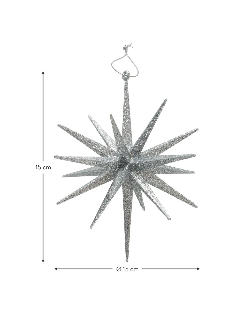 Kerstboomhangers Tove, 2 stuks, Kunststof, Zilverkleurig, Ø 15 x H 15 cm