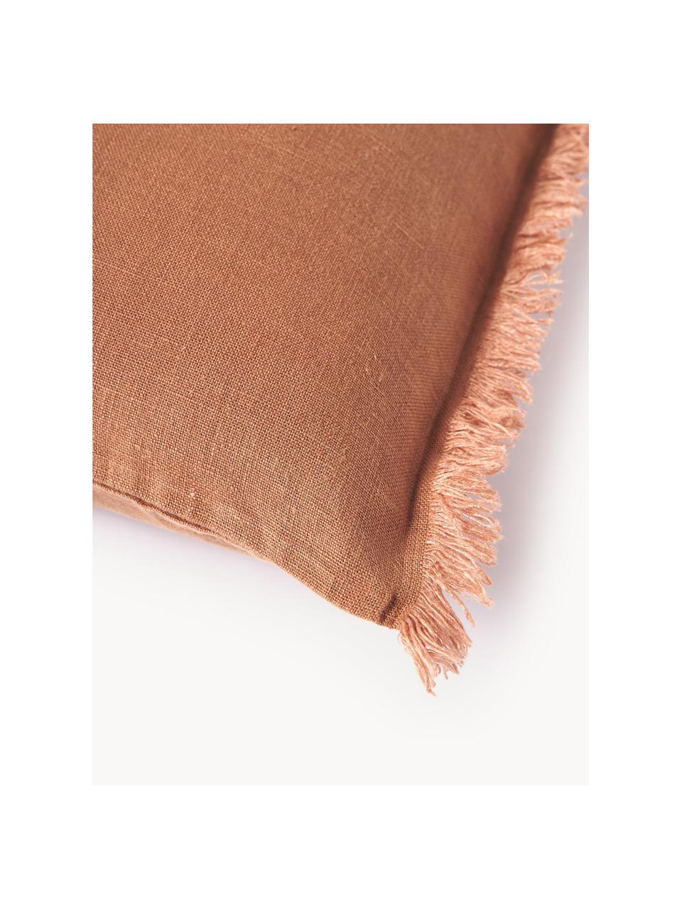 Housse de coussin pur lin avec franges Luana, 100 % pur lin

Le lin est naturellement doté d'un toucher plutôt rugueux et d'un aspect froissé
Sa résistance élevée au accrocs lui confère robustesse et longévité, Terracotta, larg. 40 x long. 40 cm