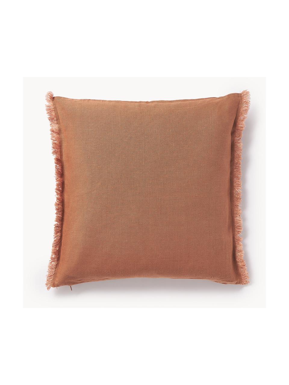 Housse de coussin pur lin avec franges Luana, 100 % pur lin

Le lin est naturellement doté d'un toucher plutôt rugueux et d'un aspect froissé
Sa résistance élevée au accrocs lui confère robustesse et longévité, Terracotta, larg. 40 x long. 40 cm