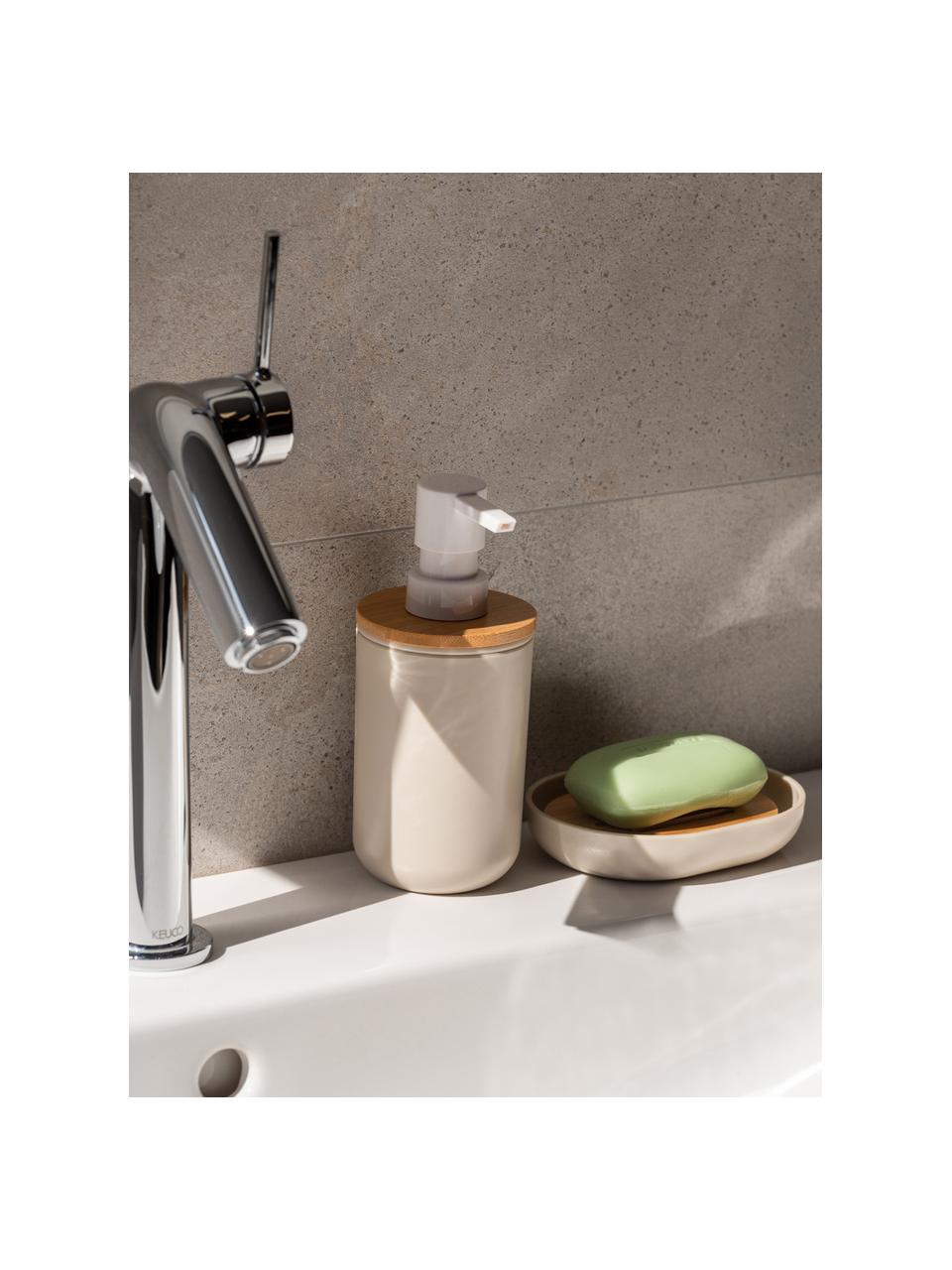 Set 6 accessori bagno Decent, Contenitore: polipropilene, Coperchio: bambù, Beige, legno chiaro, Set in varie misure