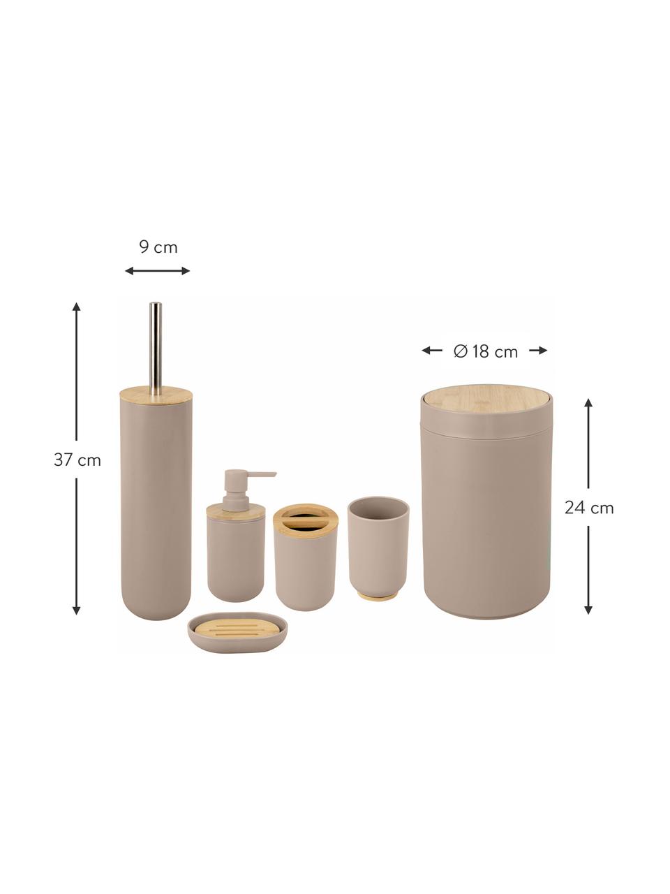 Accessoires de salles de bain Decent, 6 élém., Beige, bois clair, Lot de différentes tailles