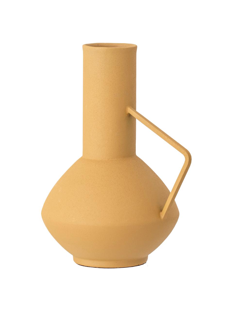 Vase métal Lioba, Métal, enduit, Jaune, larg. 13 x haut. 21 cm