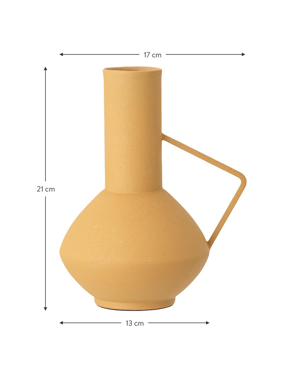 Vase métal Lioba, Métal, enduit, Jaune, larg. 13 x haut. 21 cm