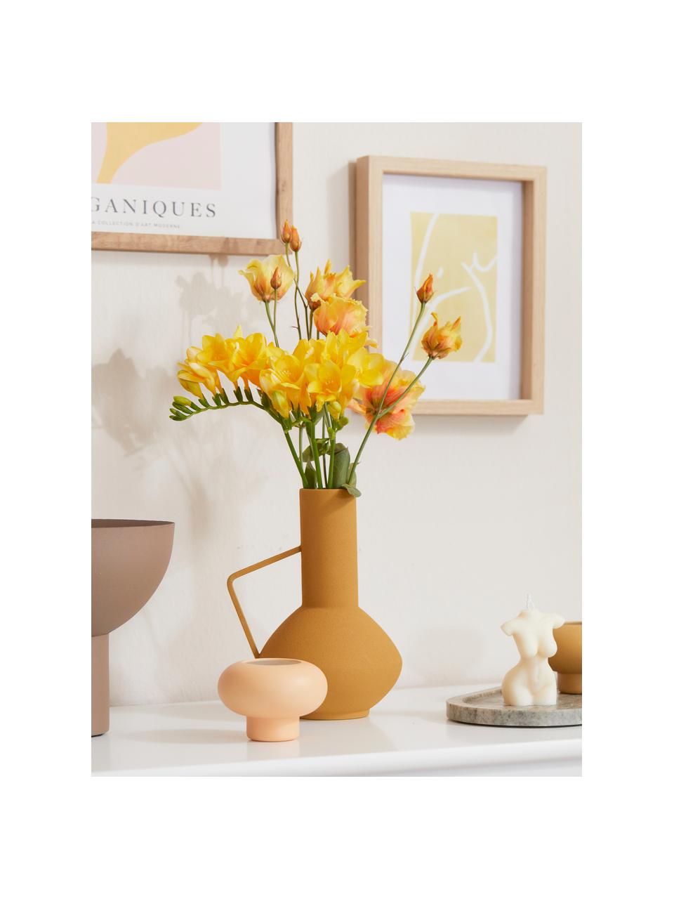 Kovová váza Lioba, Potažený kov, Žlutá, Š 13 cm, V 21 cm