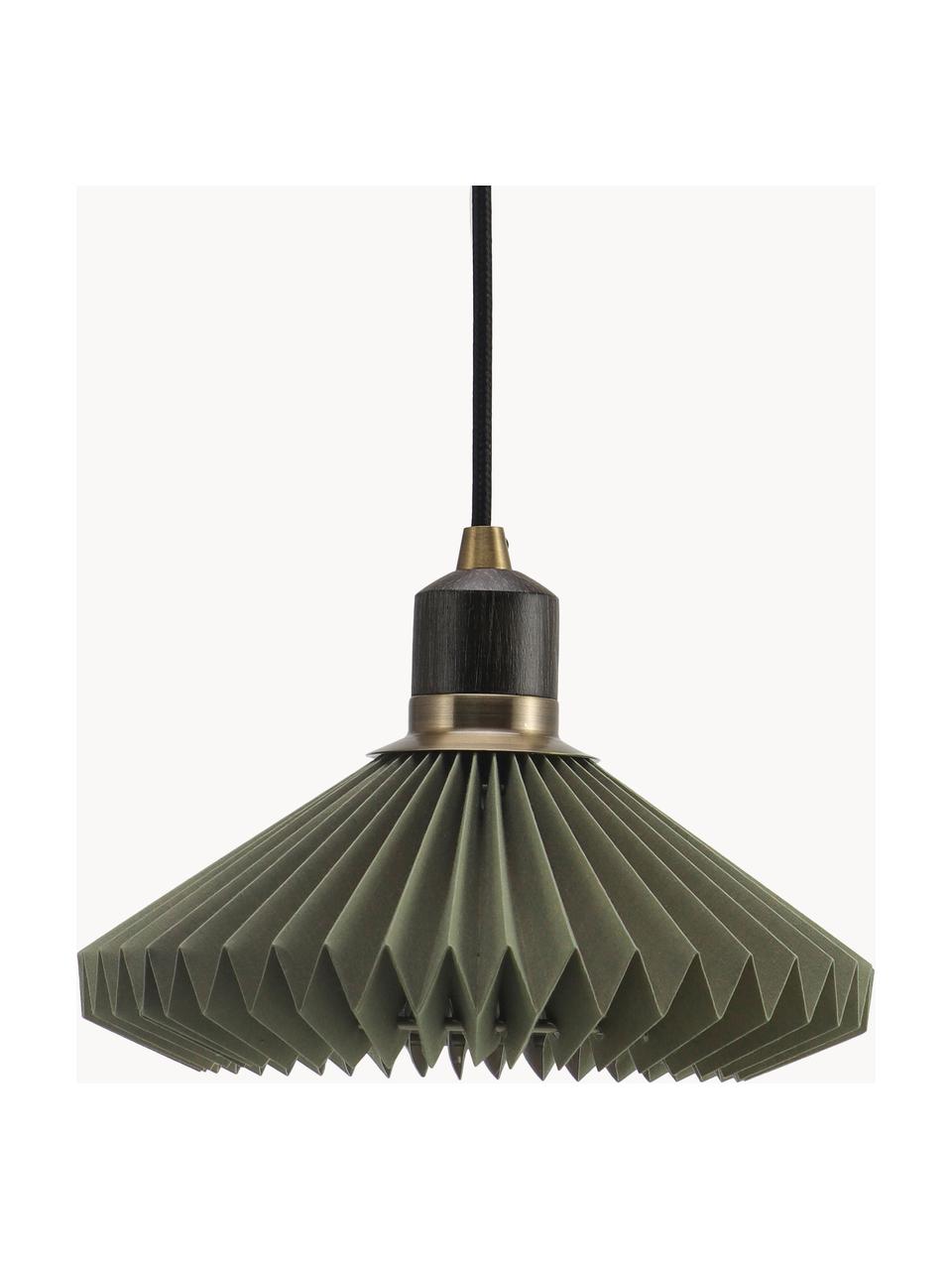 Lámpara de techo pequeña Paris, Ø 24 cm, Pantalla: fibra sintética, Cable: recubierto en tela, Verde oliva, Ø 24 x Al 15 cm