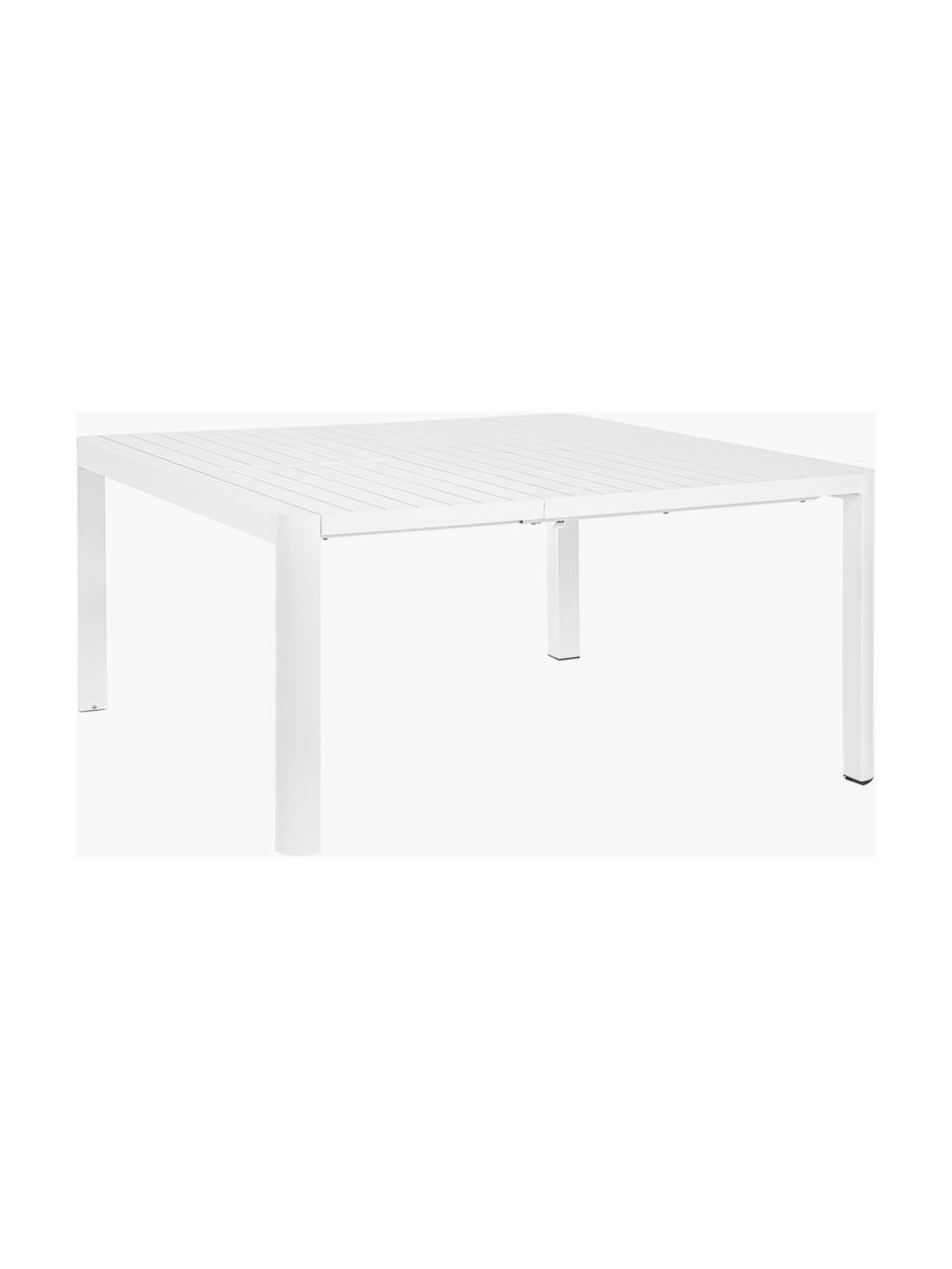 Tavolo da giardino allungabile Kiplin, 97 - 150 x 150 cm, Alluminio verniciato a polvere, Bianco, Larg. 97/150 x Prof. 150 cm