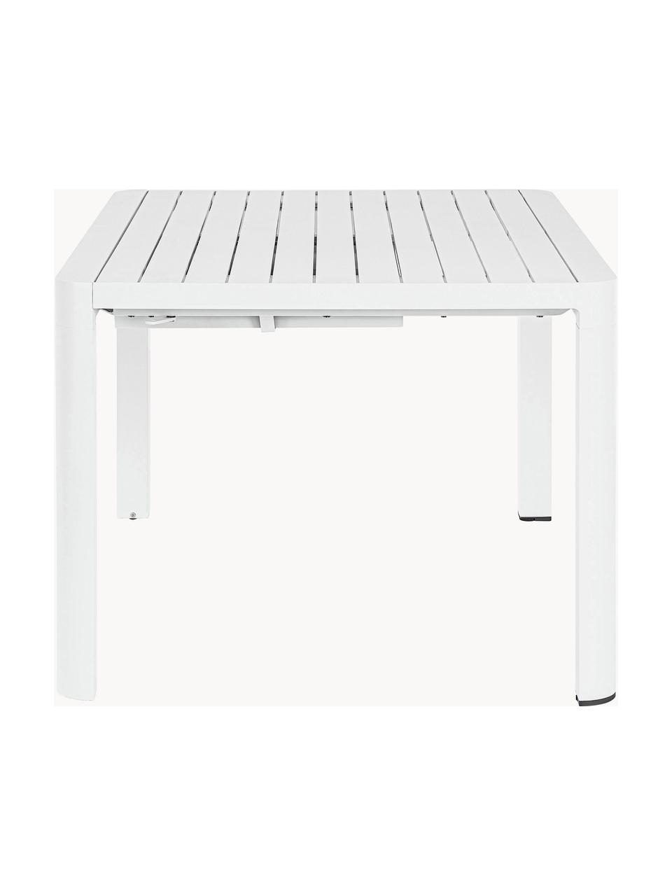 Mesa extensible para exterior Kiplin, 97-150 x 150 cm, Aluminio con pintura en polvo, Blanco, An 97-150 x F 150 cm