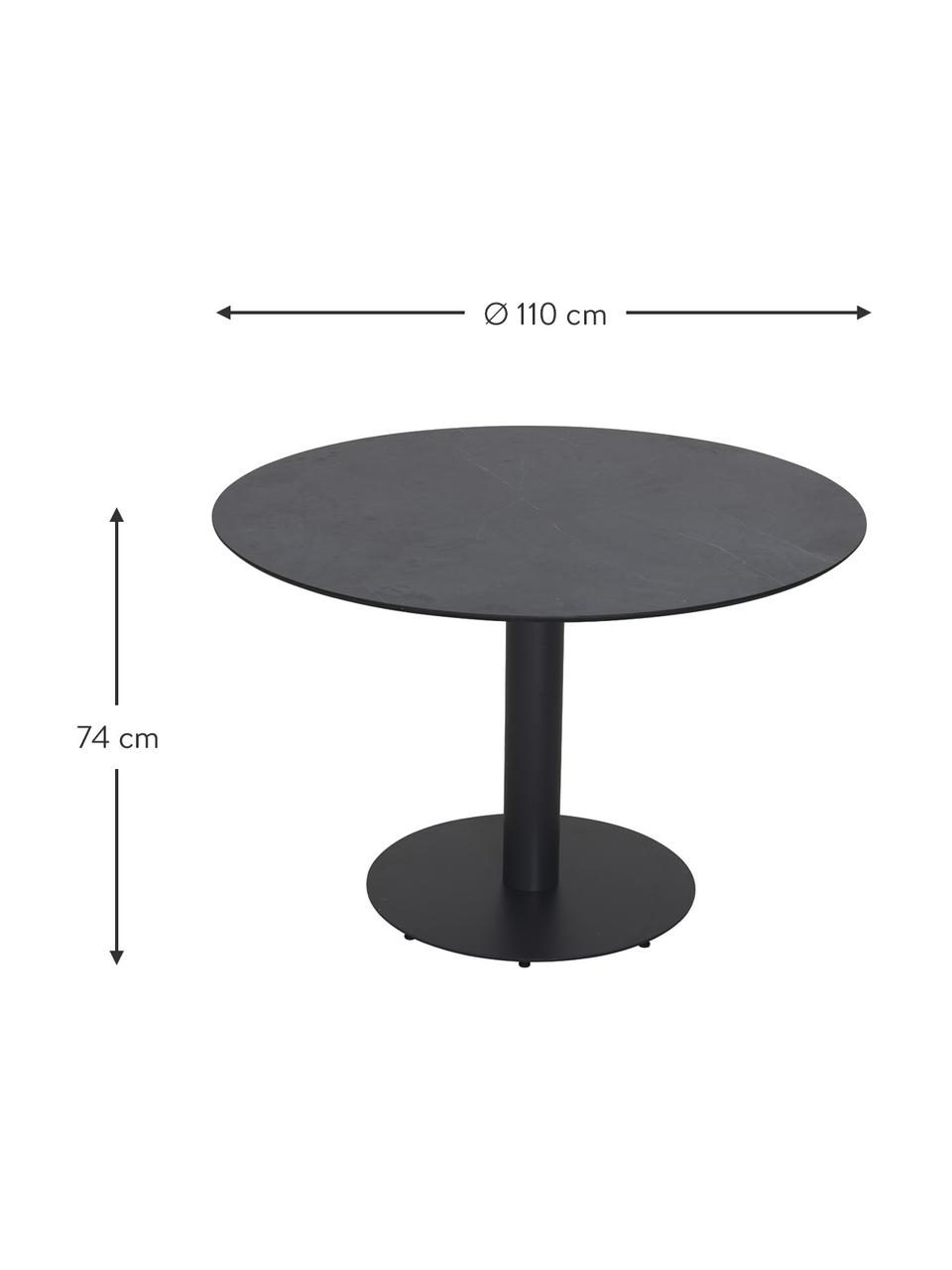 Garten-Esstisch Troy aus Metall, Metall, beschichtet, Schwarz, Ø 110 x H 74 cm