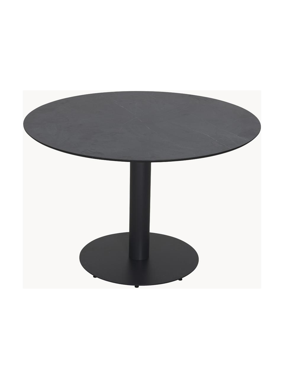 Table de jardin ronde en métal Troy, Métal, enduit, Noir, Ø 110 x haut. 74 cm