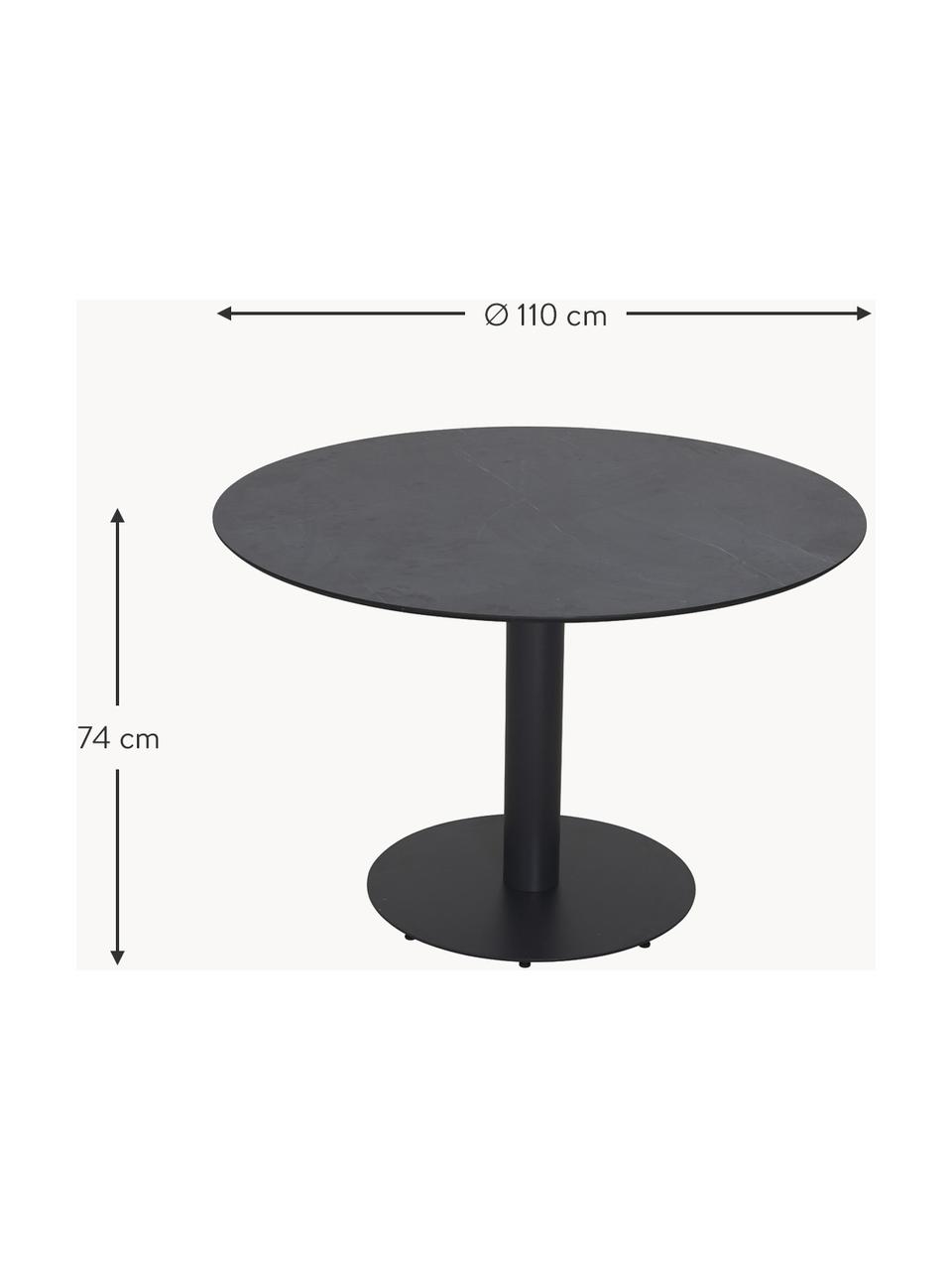 Garten-Esstisch Troy aus Metall, Metall, beschichtet, Schwarz, Ø 110 x H 74 cm