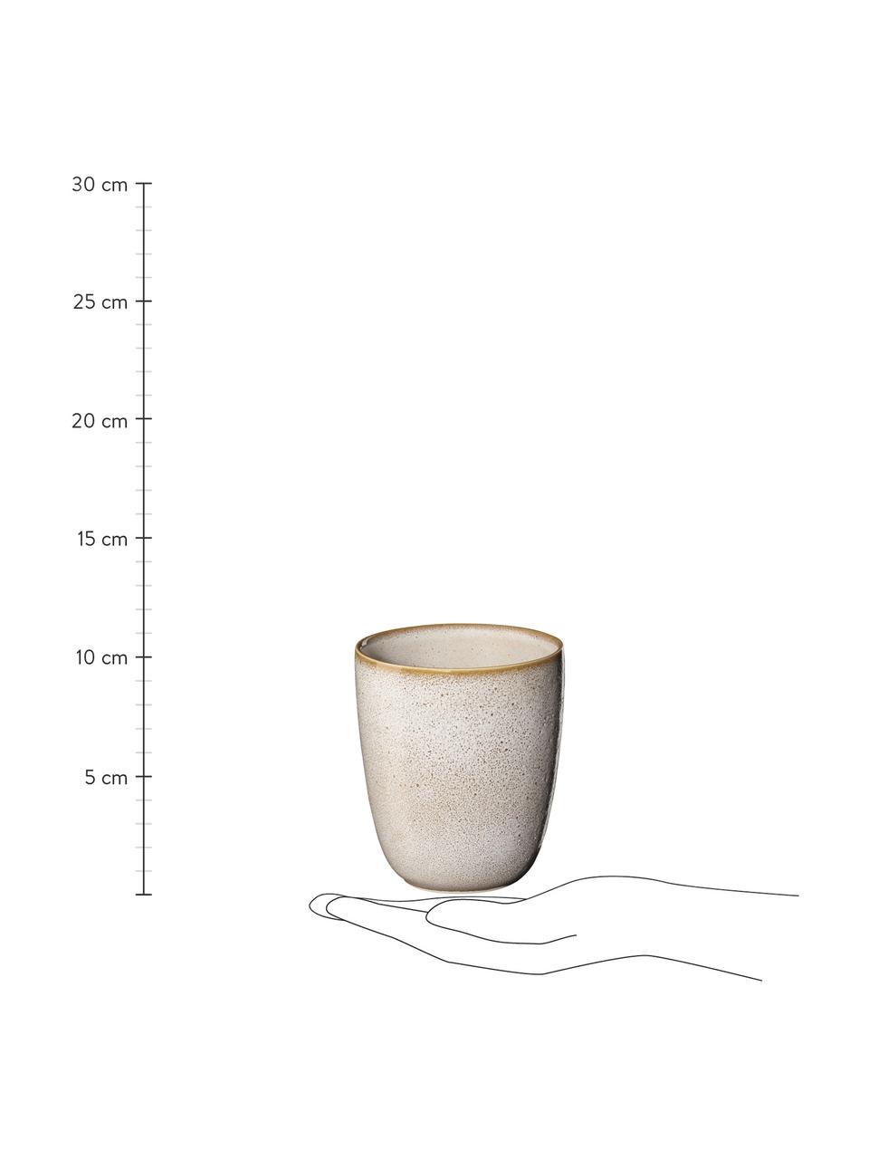 Tazas espresso con platitos de gres Saisons, 6 uds., Gres, Beige, Ø 9 x Al 10 cm