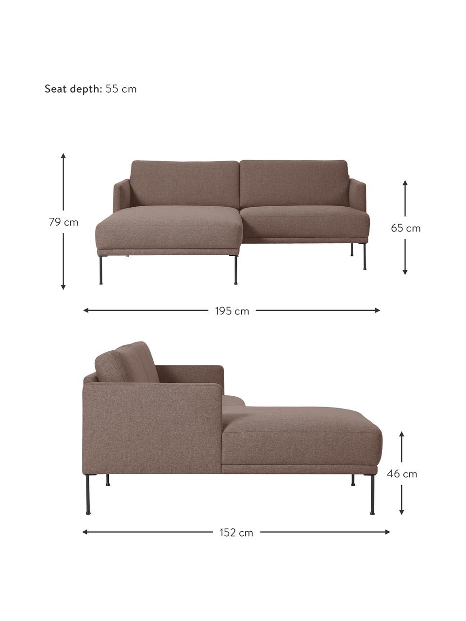 Sofa narożna Fluente, Tapicerka: 100% poliester Dzięki tka, Stelaż: lite drewno sosnowe z cer, Nogi: metal malowany proszkowo, Nugatowa tkanina, S 198 x G 152 cm, lewostronna