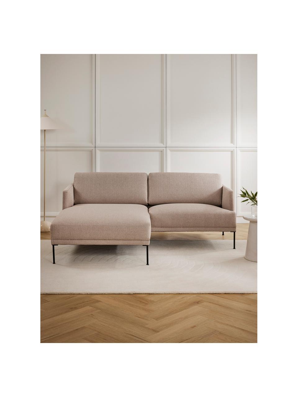 Sofa narożna Fluente, Tapicerka: 100% polipropylen Dzięki , Stelaż: lite drewno sosnowe, skle, Nogi: metal malowany proszkowo , Taupe tkanina, S 198 x G 152 cm, lewostronna