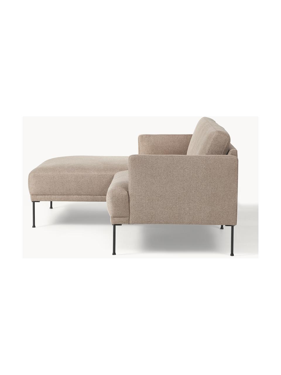 Kleines Ecksofa Fluente, Bezug: 100 % Polyester Der strap, Gestell: Massives Kiefernholz, Bir, Webstoff Taupe, B 198 x T 152 cm, Eckteil links