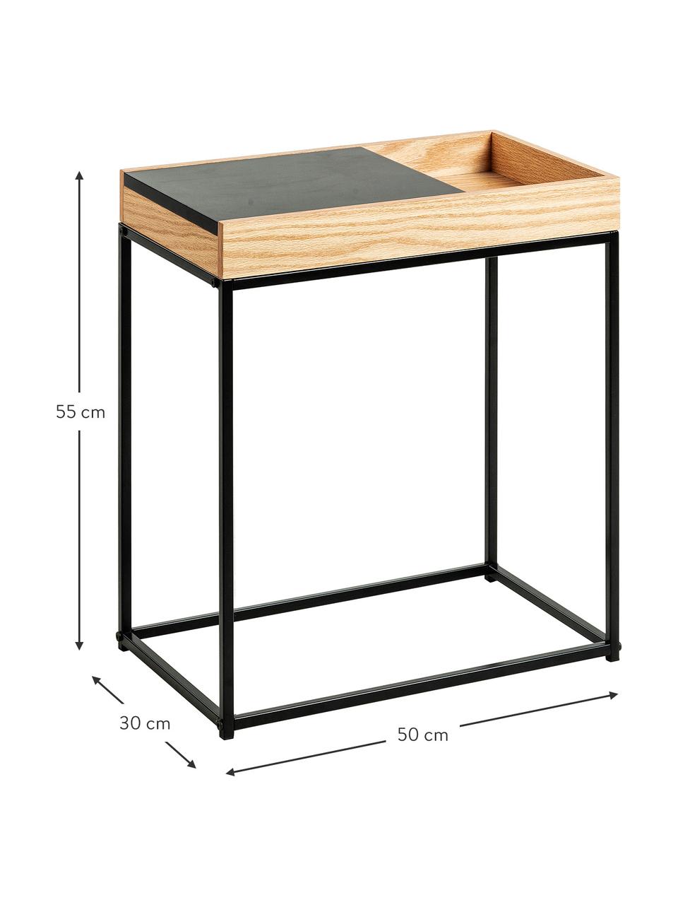 Odkládací stolek s posuvnou deskou Detail, Dub, černá, Š 50 cm, H 30 cm