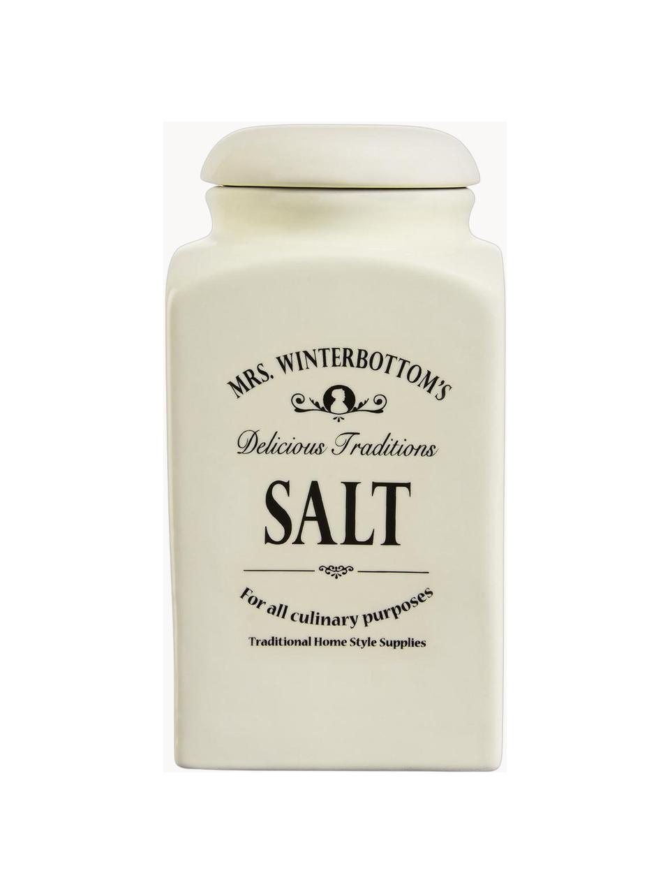 Contenitore Mrs Winterbottoms Salt, Gres, Bianco crema, nero, Ø 11 x Alt. 21 cm, 1,3 L