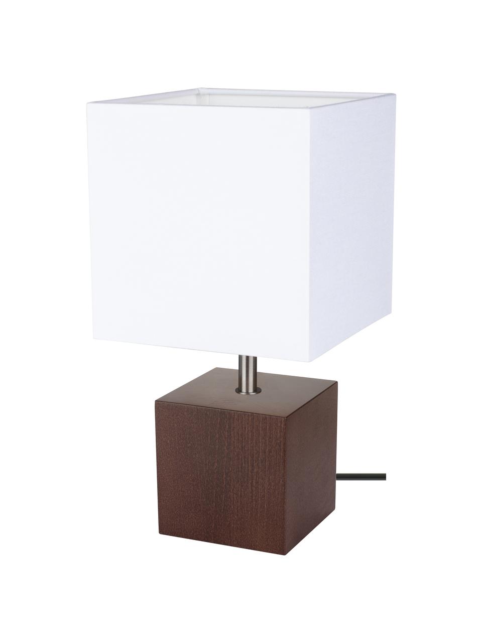 Petite lampe à poser bois de hêtre Trongo, Blanc, brun foncé