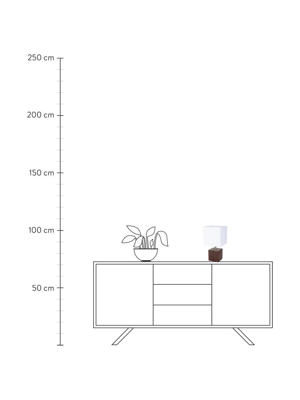 Kleine Tischlampe Trongo aus Buchenholz, Lampenschirm: Stoff, Weiss, Dunkelbraun, 15 x 30 cm