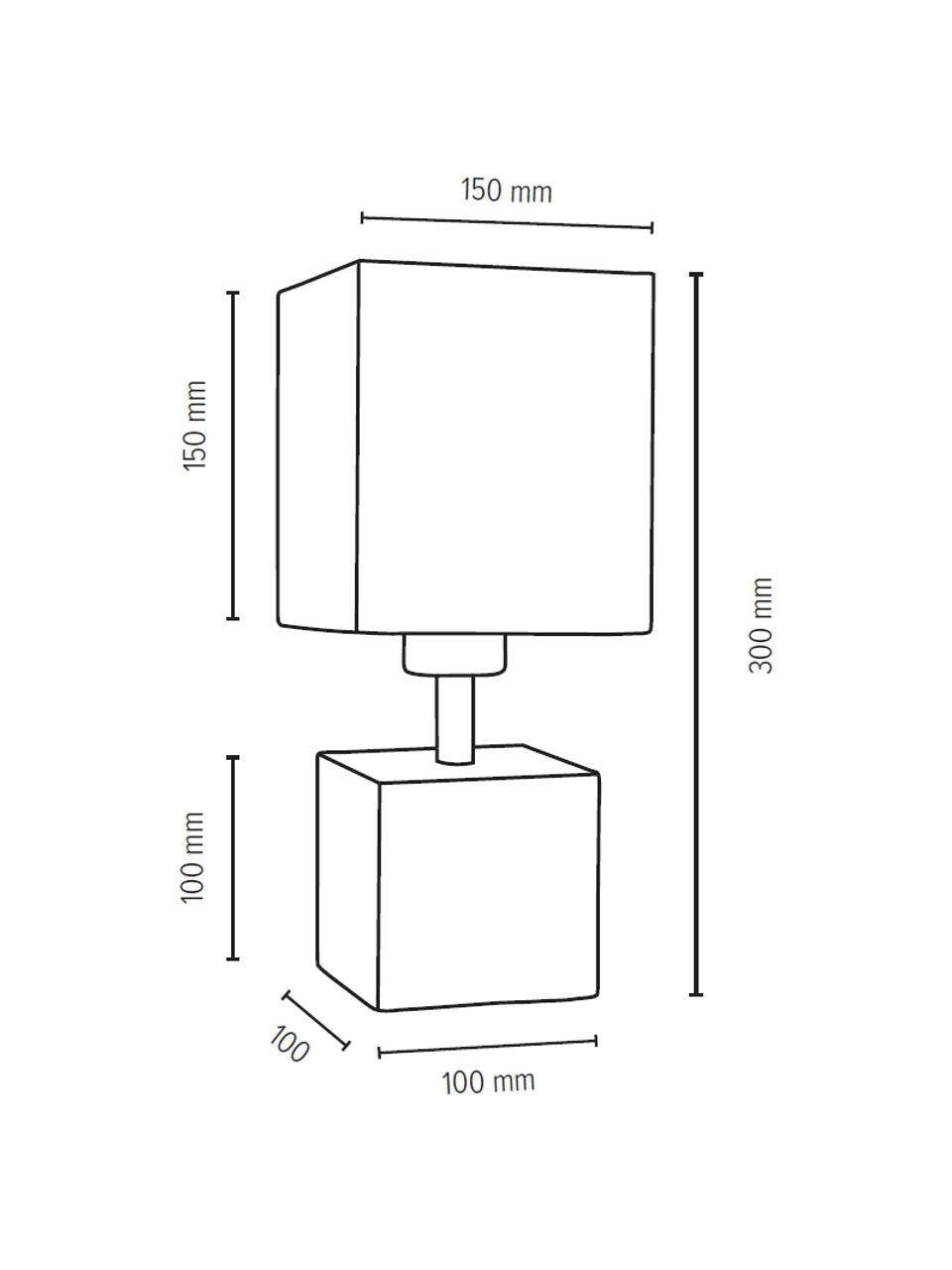 Lampada da tavolo con base in legno di faggio Trongo, Paralume: tessuto, Base della lampada: legno di faggio oliato, Bianco, marrone scuro, Larg. 15 x Alt. 30 cm