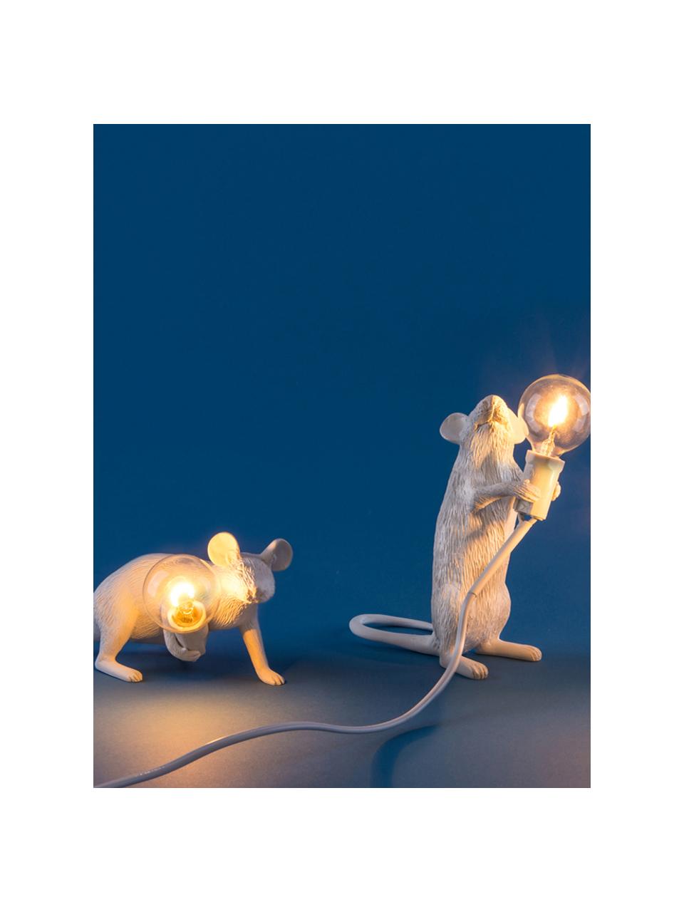 Design-Tischlampe Mouse, Kunstharz, Weiß, 21 x 8 cm