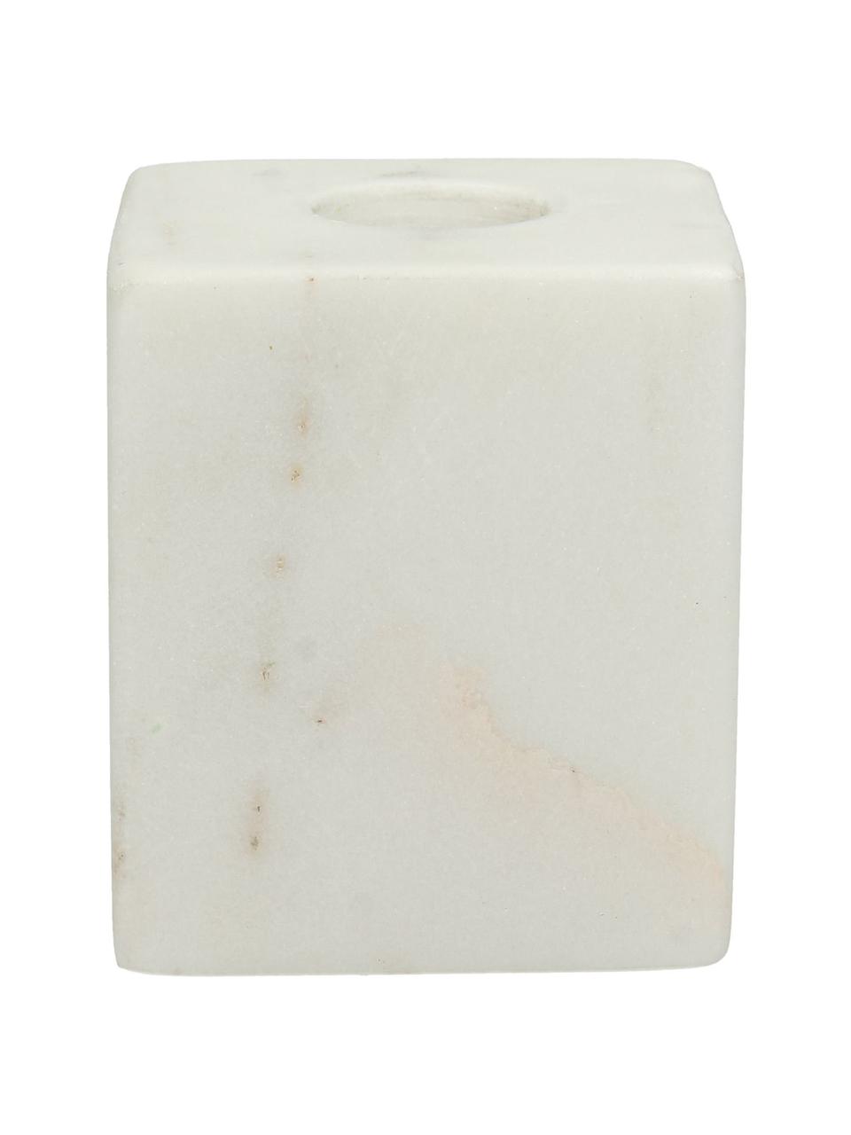 Marmeren kandelaar Marble, Marmer, Wit, B 5 x H 6 cm